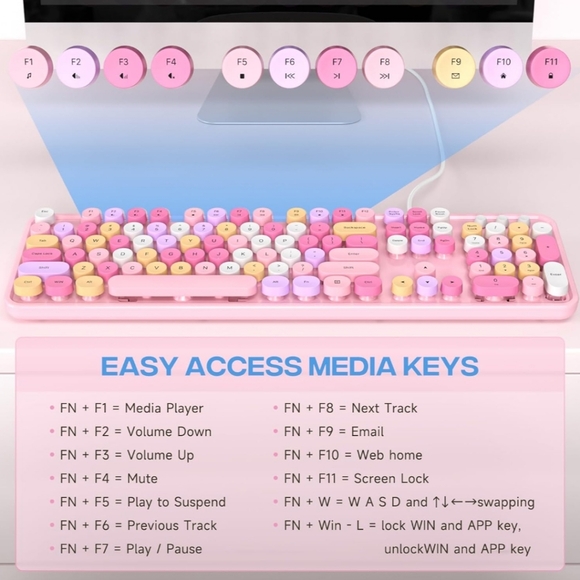 Wired Keyboard, 104 Keys Full-Sized Typewriter Keyboards, USB Plug and Play Offi - Picture 6 of 7